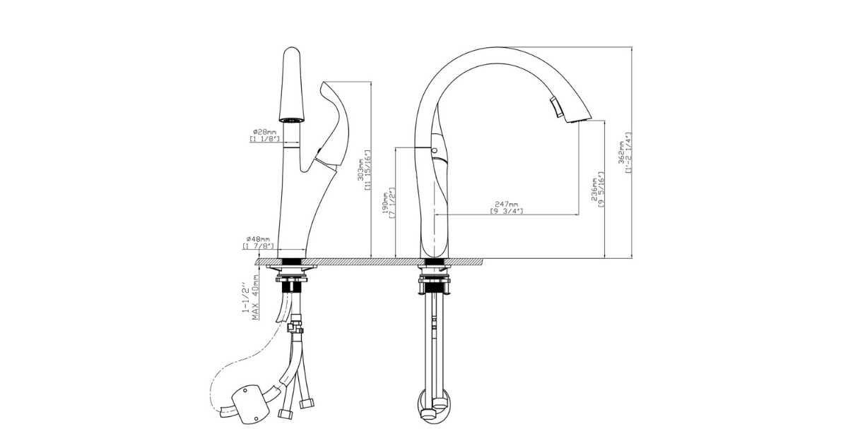 Thông số kỹ thuật vòi EF-K624B dây rút