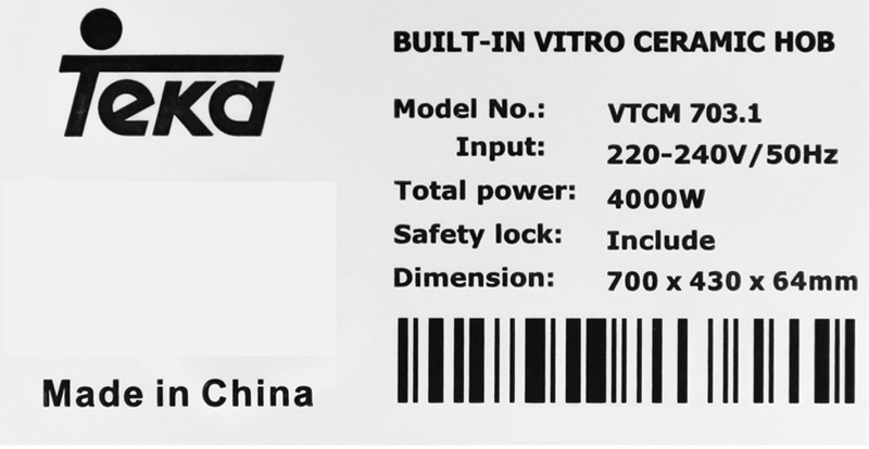 Công suất lớn 4000 W - Bếp hồng ngoại Teka VTCM 703.1