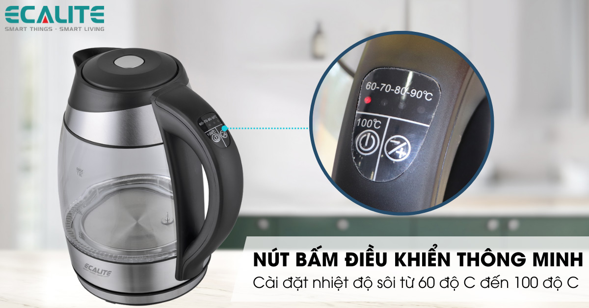 Nút bấm điều khiển thông minh của bình đun nước siêu tốc Ecalite EK-G1812