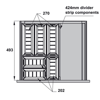 Khay chia hộc tủ 500mm bằng inox Hafele 552.52.893