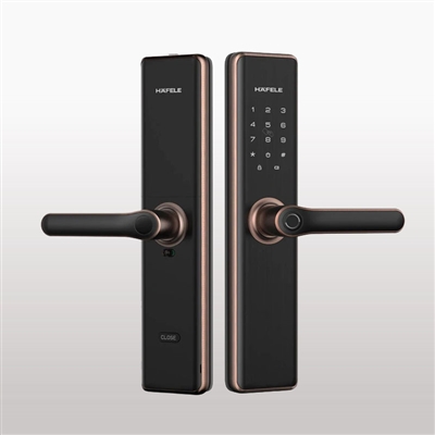 Khóa điện tử Hafele DL7600 cho cửa gỗ / Bản tiêu chuẩn, Màu đen bóng, Mã số 912.20.231
