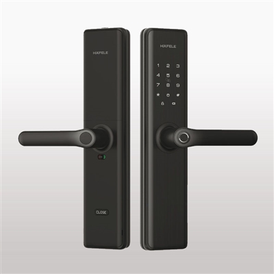 Khóa điện tử Hafele DL7600 cho cửa gỗ / Bản tiêu chuẩn, Màu đen mờ, Mã số 912.20.230