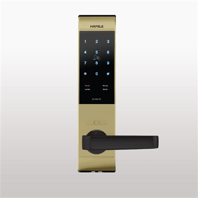 Khóa điện tử Hafele EL7500-TC cho cửa gỗ / Thân khóa nhỏ, màu Vàng, mã số 912.05.728
