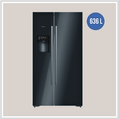 Tủ Lạnh Side By Side Bosch HMH.KAD92SB30 / Dung Tích 636L Lít / Lấy đá ngoài, mặt kính đen, Series 8