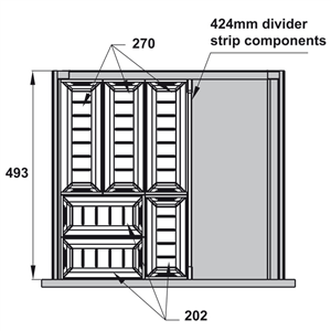 Khay chia ngăn kéo inox 500mm Hafele 552.52.891